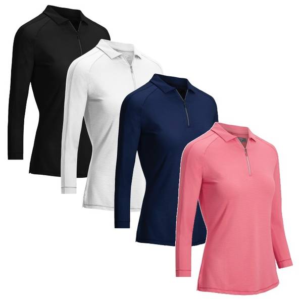 Callaway Ladies 3/4 Sleeve Shadow Stripe Golf Polo 